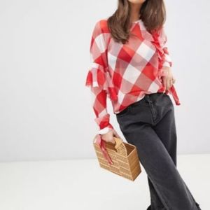 Asos Asymmetric Gingham Top